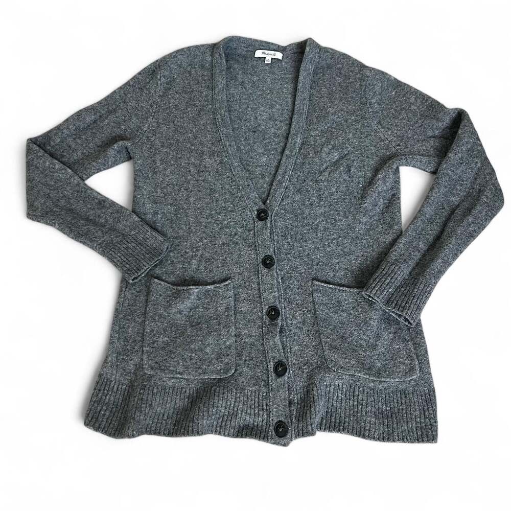 Madewell Gray Merino Wool Alpaca Blend Button Up Cardigan Sweater